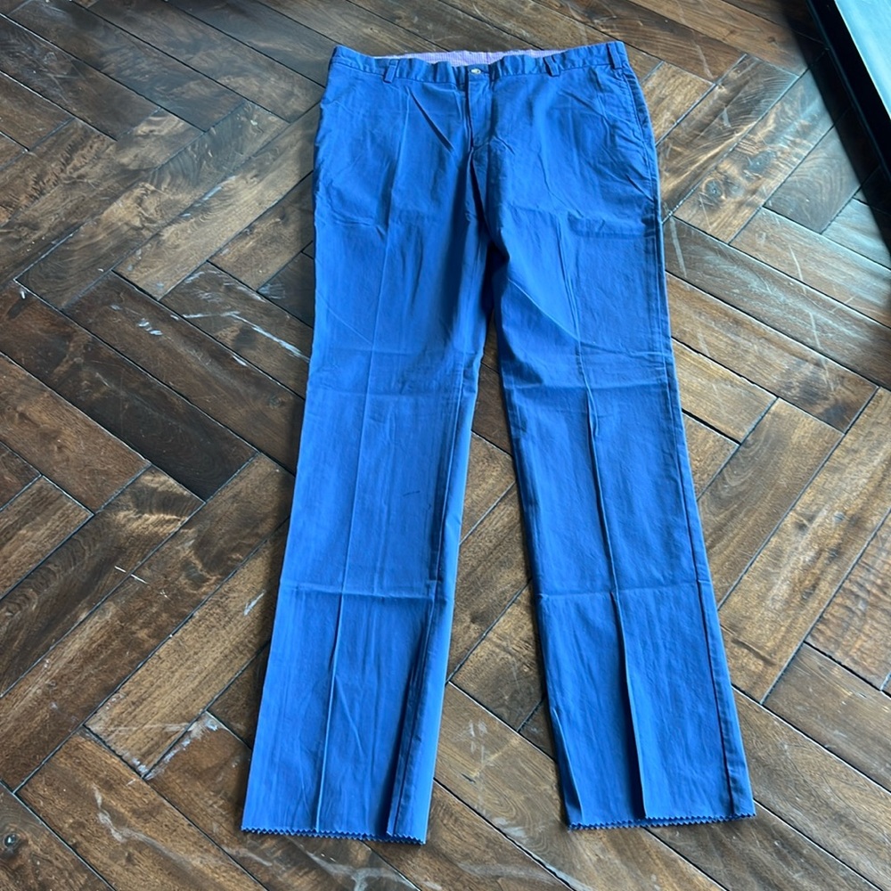 Frank’s made in USA 🇺🇸 size 40 unhemmed trim fit plain front blue bird trouser